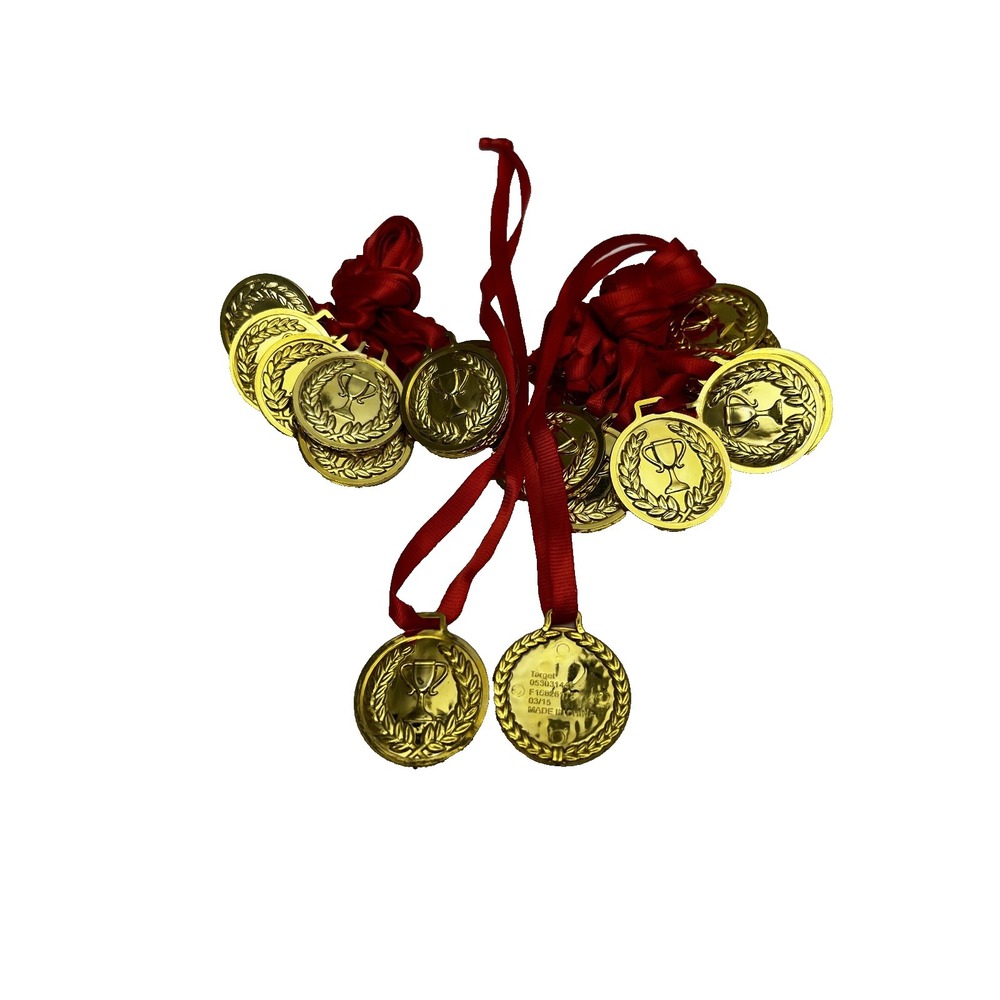 20 Pack Gold Cup Medals Sports Awards with Neck Ribbon, 1 1/2 Inch